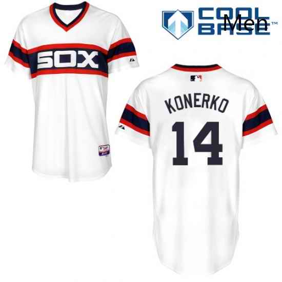 Mens Majestic Chicago White Sox 14 Paul Konerko Replica White 2013 Alternate Home Cool Base MLB Jersey